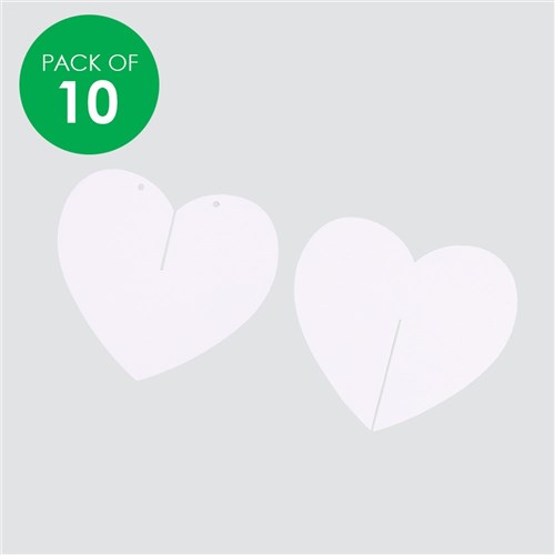 3D Cardboard Hanging Hearts - White - Pack of 10