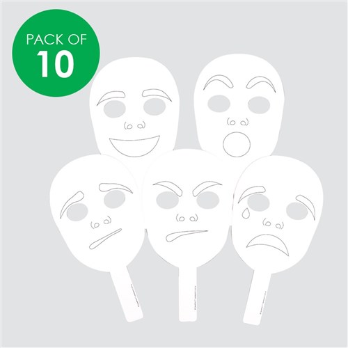 Cardboard Emotions Masks - Pack of 10