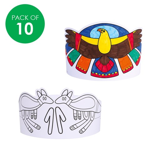 Indigenous Designed Cardboard Head Bands - Pack of 10
