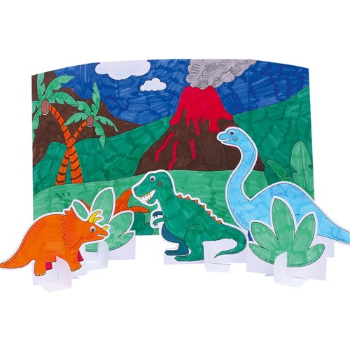 3D Cardboard Dinosaur Scenes - Pack of 10
