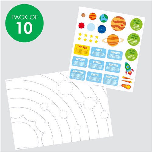 Solar System Sticker Activity Sheets - Pack of 10