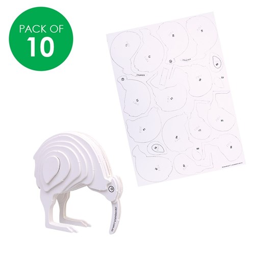 3D Cardboard Animal Puzzles - Kiwi - Pack of 10