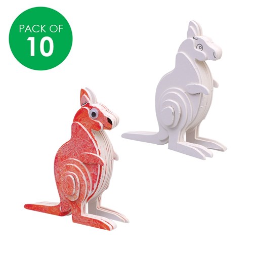 3D Cardboard Animal Puzzles - Kangaroo - Pack of 10
