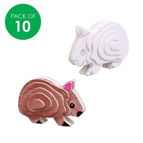 3D Cardboard Animal Puzzles - Wombat - Pack of 10