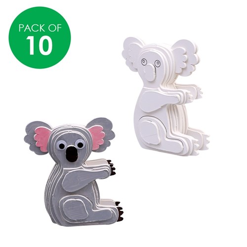 3D Cardboard Animal Puzzles - Koala - Pack of 10