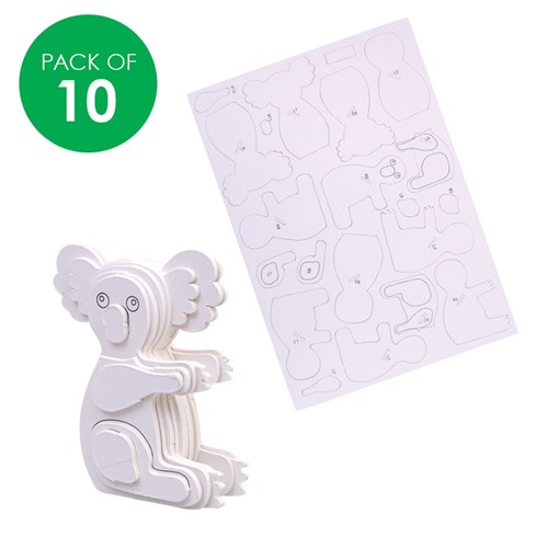 3D Cardboard Animal Puzzles - Koala - Pack of 10