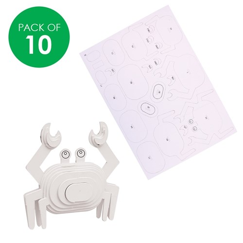 3D Cardboard Animal Puzzles - Crab - Pack of 10