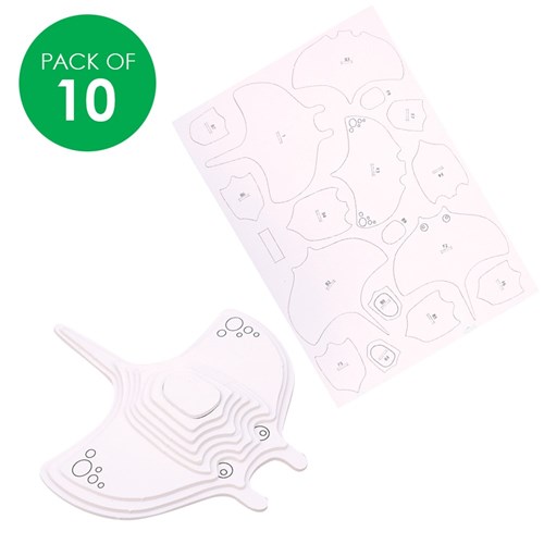 3D Cardboard Animal Puzzles - Stingray - Pack of 10