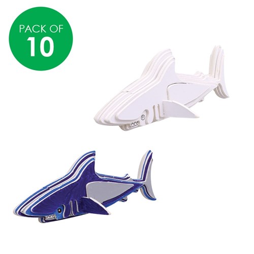 3D Cardboard Animal Puzzles - Shark - Pack of 10