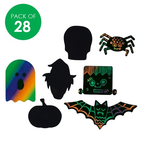 Scratch Board Halloween Shapes - Pack of 28