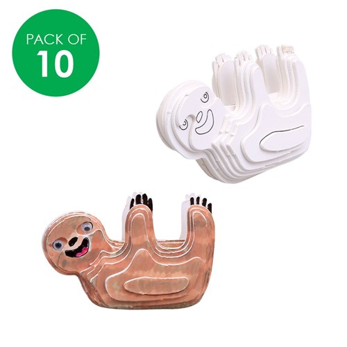 3D Cardboard Animal Puzzles - Sloth - Pack of 10