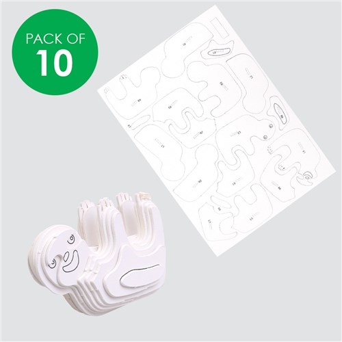 3D Cardboard Animal Puzzles - Sloth - Pack of 10