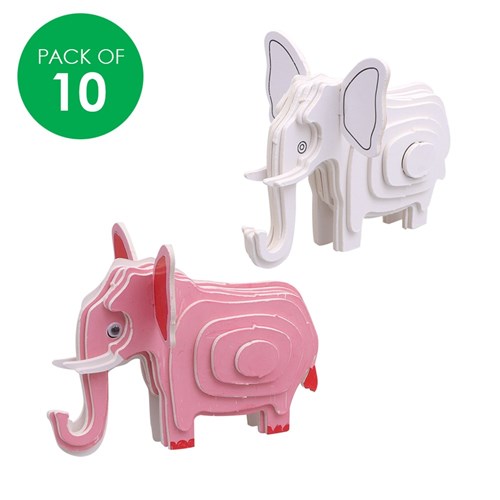 3D Cardboard Animal Puzzles - Elephant - Pack of 10