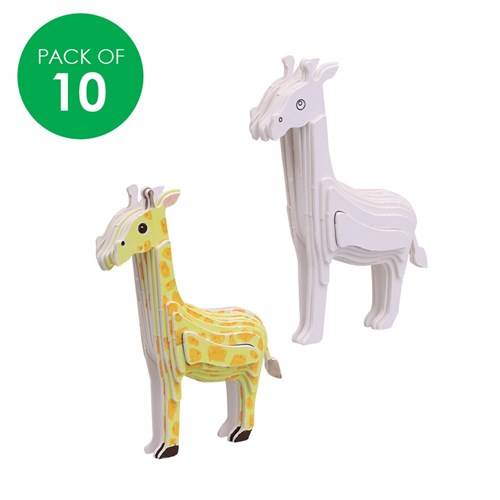 3D Cardboard Animal Puzzles - Giraffe - Pack of 10