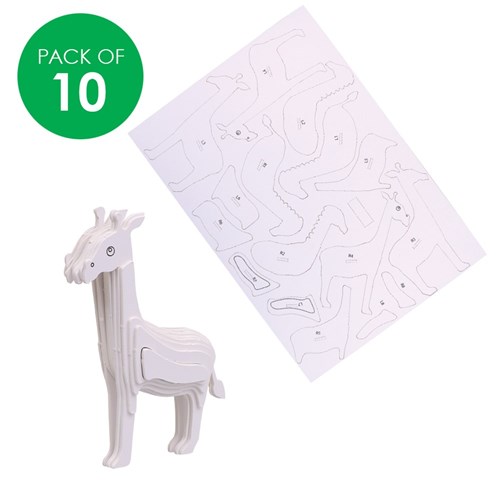 3D Cardboard Animal Puzzles - Giraffe - Pack of 10