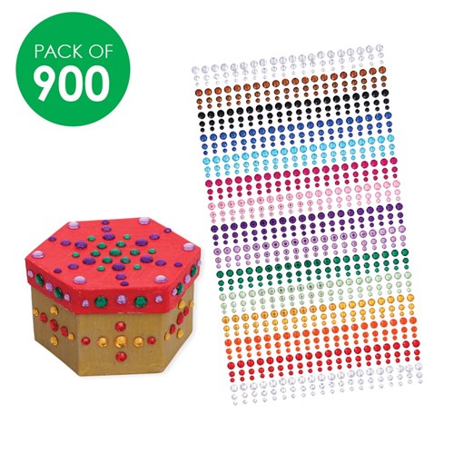 Self-Adhesive Rhinestones - Assorted Colours - Pack of 900
