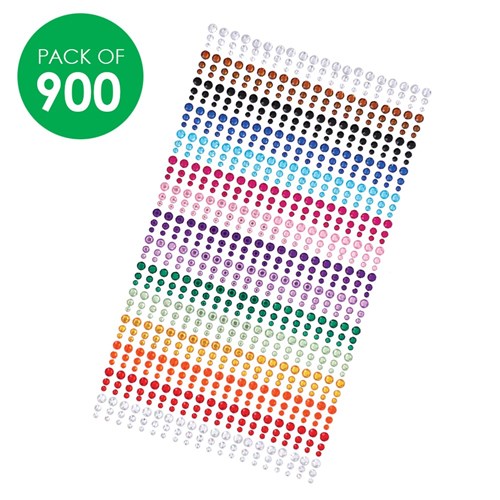 Self-Adhesive Rhinestones - Assorted Colours - Pack of 900