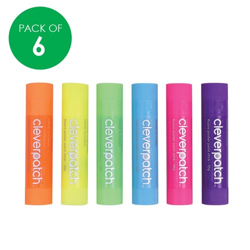 CleverPatch Poster Paint Sticks - Fluoro - 10g - Pack of 6