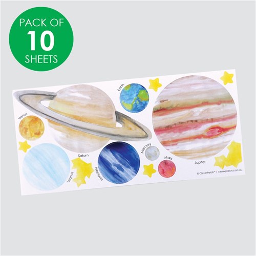Solar System Planet Stickers - Pack of 10 Sheets