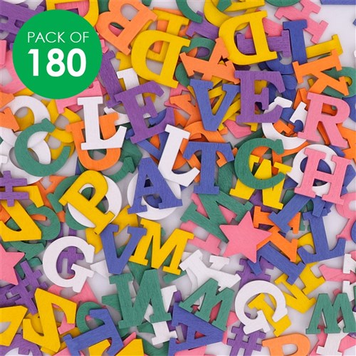 Wooden Alphabet - Bright Colours - Pack of 180
