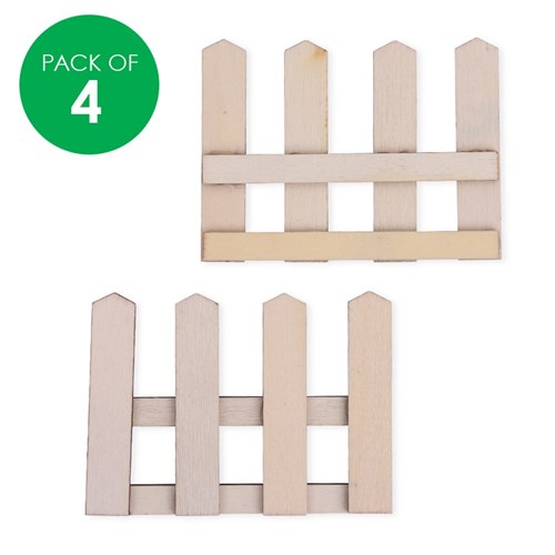 Small Wooden Fence Decorations - Pack of 4
