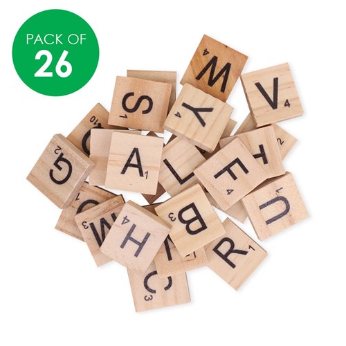 Wooden Alphabet Tiles - Natural - Pack of 26