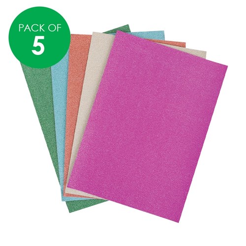 Self-Adhesive Glitter Paper - A5 - Pack of 5 Sheets