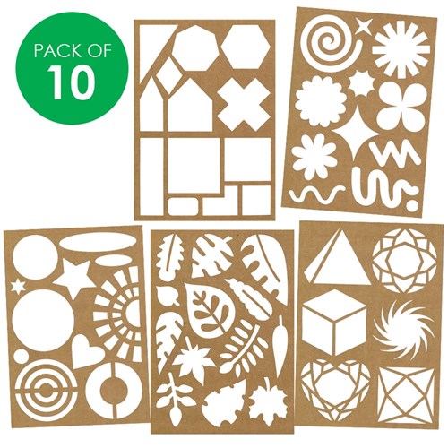 Cardboard Stencils - Assorted - Pack of 10 Sheets