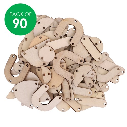 Wooden Earring Shapes - Pack of 90
