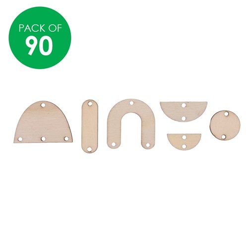 Wooden Earring Shapes - Pack of 90