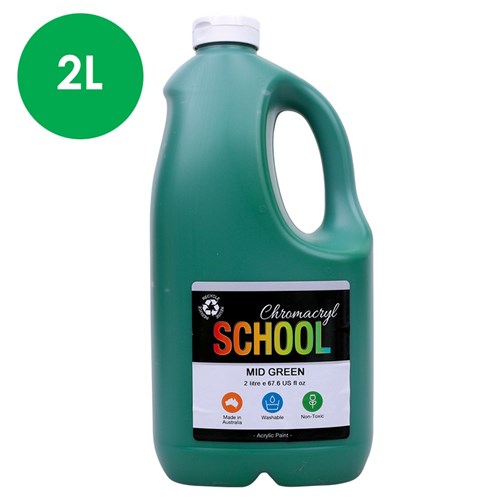 Chromacryl School Acrylic Paint - Mid Green - 2L