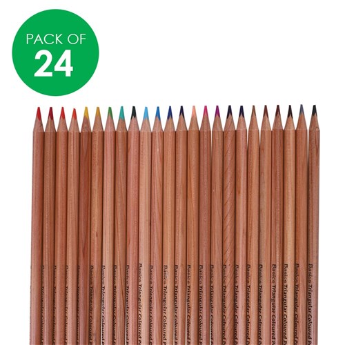 Basics Triangular Coloured Pencils - Pack of 24