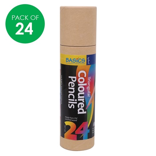 Basics Triangular Coloured Pencils - Pack of 24