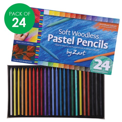 Soft Woodless Pastel Pencils - Pack of 24