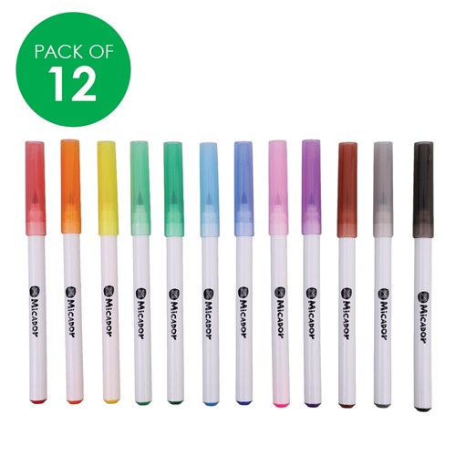 Micador Watercolour Brush Markers - Pack of 12
