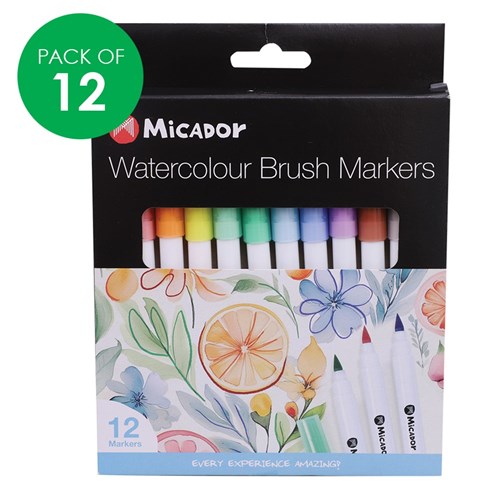 Micador Watercolour Brush Markers - Pack of 12