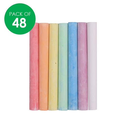 Coloured Chalk - Assorted - Pack of 48