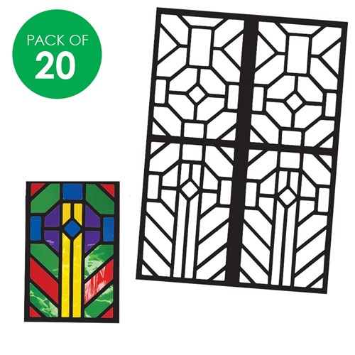 Cardboard Stained Glass Window Frames - Pack of 20