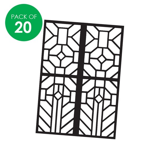 Cardboard Stained Glass Window Frames - Pack of 20