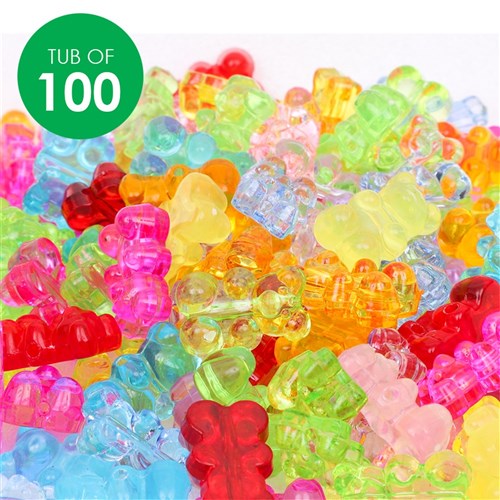 Lolly Bear Beads - Tub of 100