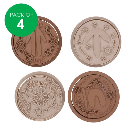 Aboriginal Design Circle Dough Cutters & Stamps - Pack of 4