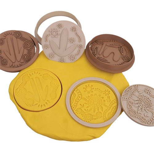 Aboriginal Design Circle Dough Cutters & Stamps - Pack of 4