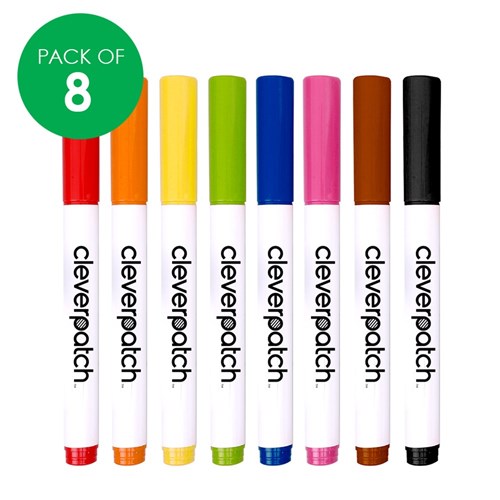 CleverPatch Whiteboard Markers - Coloured - Pack of 8