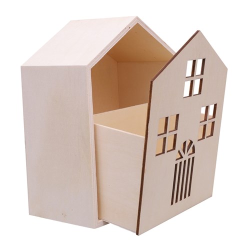 Large Wooden House Box - Each