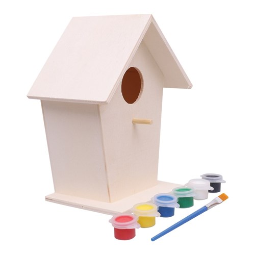 Wooden Birdhouse with Paint