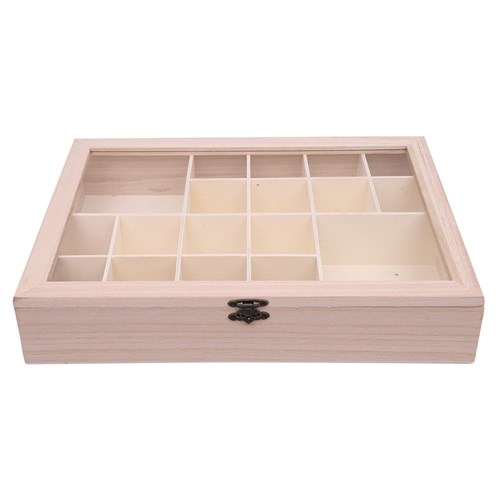 Large Wooden Storage Box with Dividers - Each