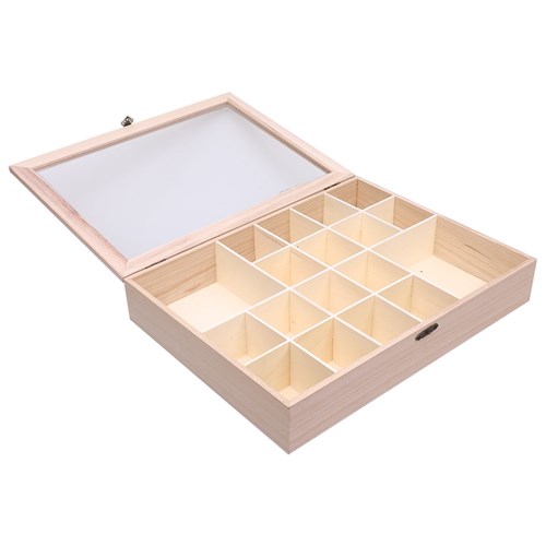 Large Wooden Storage Box with Dividers - Each