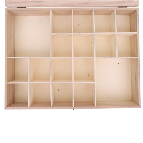 Large Wooden Storage Box with Dividers - Each