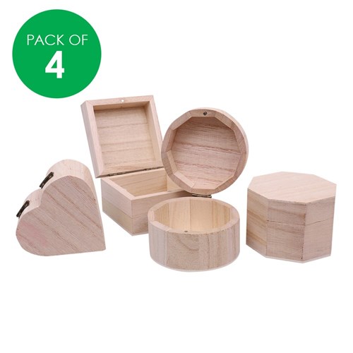 Mini Wooden Boxes - Assorted - Pack of 4
