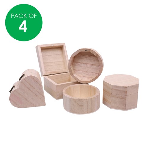 Mini Wooden Boxes - Assorted - Pack of 4